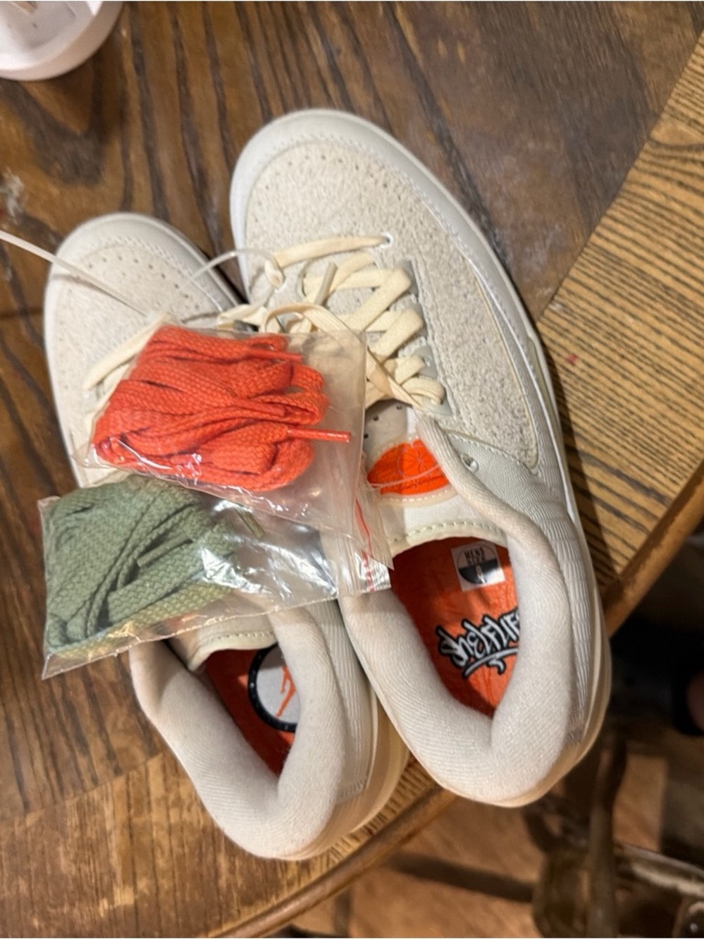 Jordan Low-Top Sneakers in Cream with Orange Accents